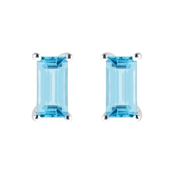 Goldsmiths 9ct White Gold Blue Topaz Stud Earrings