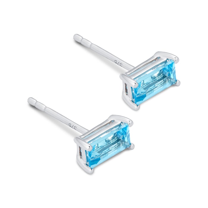 Goldsmiths 9ct White Gold Blue Topaz Stud Earrings