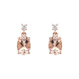 Goldsmiths 9ct Rose Gold Morganite & Diamond Drop Earrings
