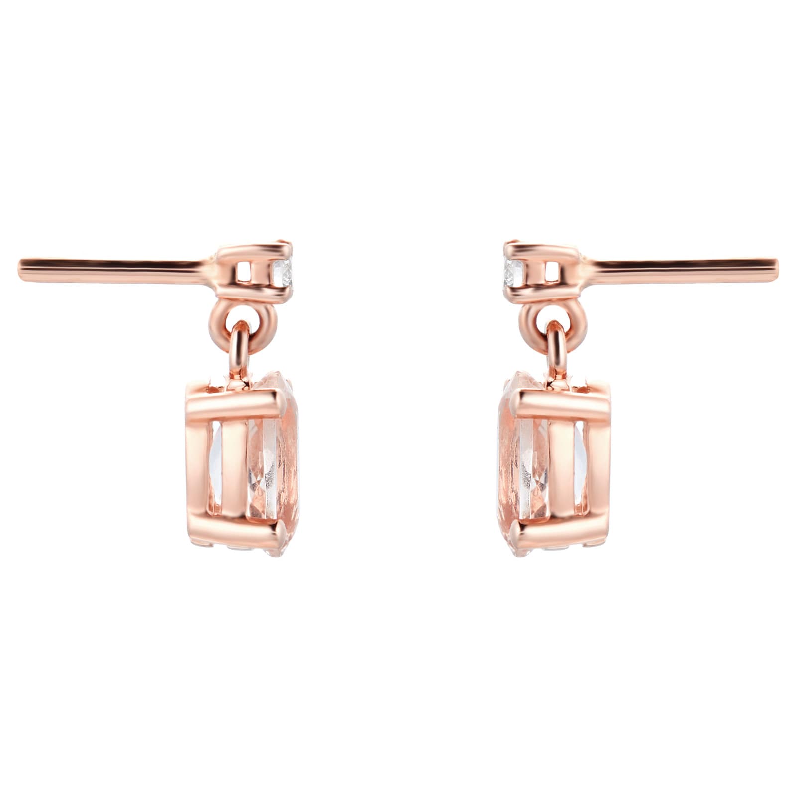 Goldsmiths 9ct Rose Gold Morganite & Diamond Drop Earrings