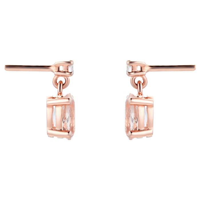 Goldsmiths 9ct Rose Gold Morganite & Diamond Drop Earrings