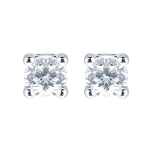 Goldsmiths 9ct White Gold 0.25ct 4 Claw Goldsmiths Brightest Diamond Earrings
