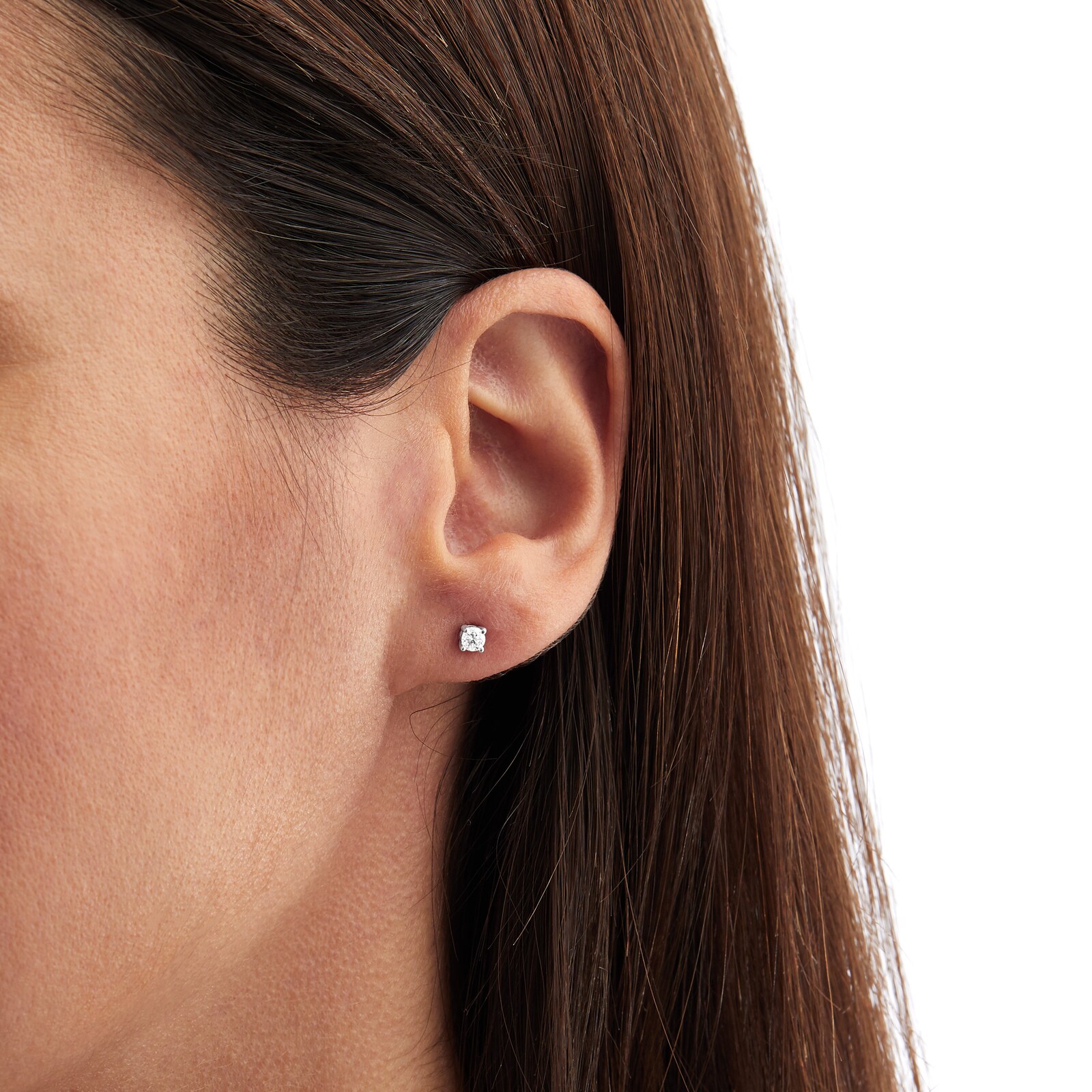 Goldsmiths 9ct White Gold 0.25ct 4 Claw Goldsmiths Brightest Diamond Earrings