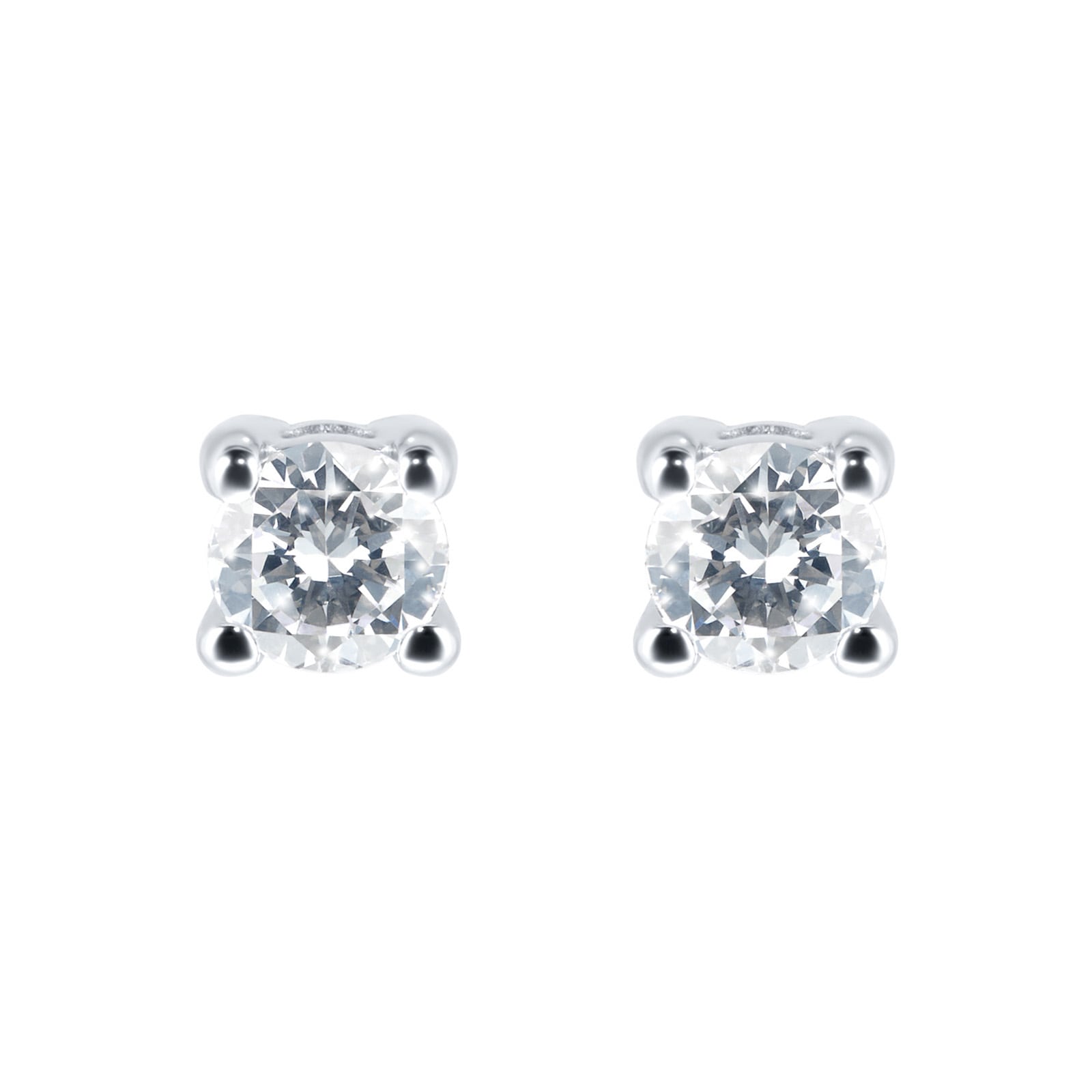 9ct White Gold 0.15ct 4 Claw Goldsmiths Brightest Diamond Earrings