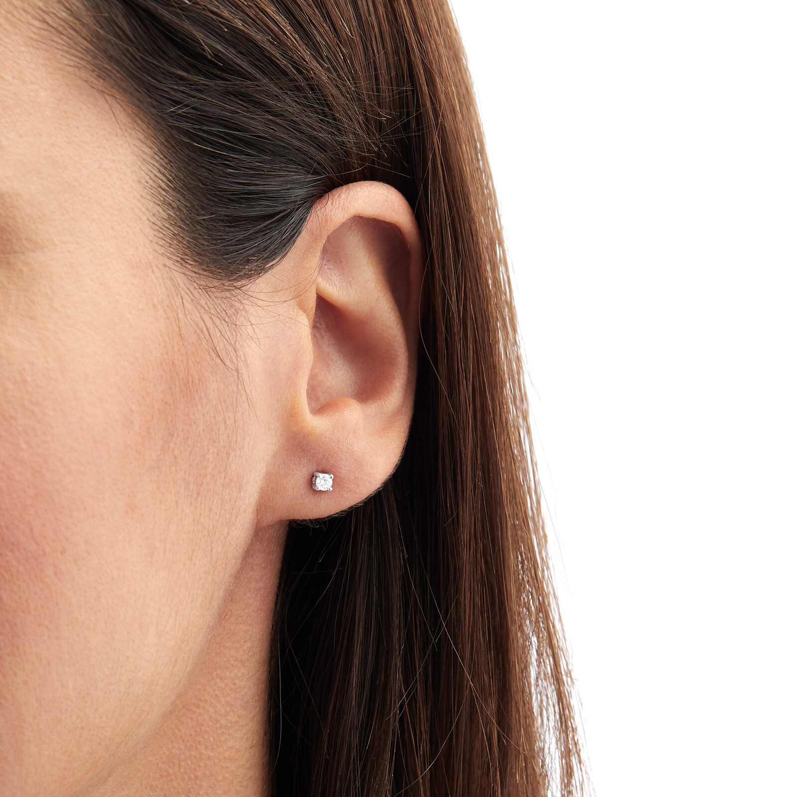 Goldsmiths 9ct White Gold 0.15ct 4 Claw Goldsmiths Brightest Diamond Earrings