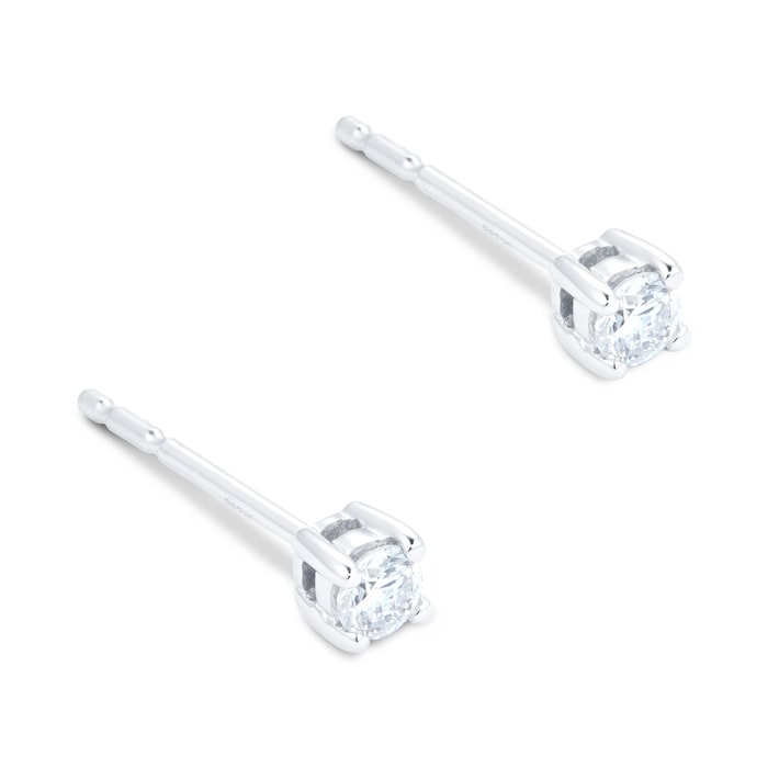 Goldsmiths 9ct White Gold 0.15ct 4 Claw Goldsmiths Brightest Diamond Earrings