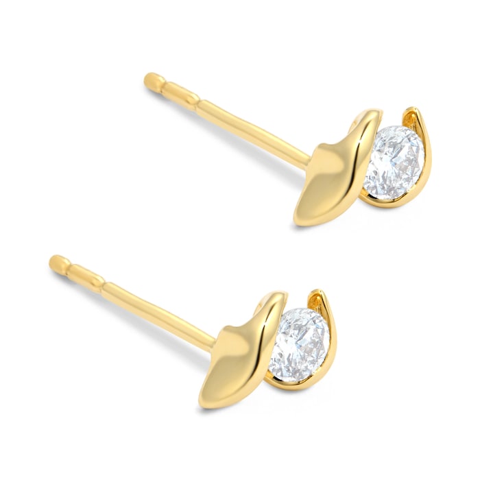 Goldsmiths 9ct Yellow Gold 0.25ct Wrapped In Love Goldsmiths Brightest Diamond Earrings