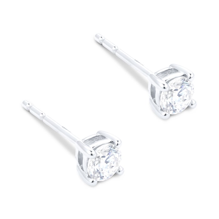 Goldsmiths 9ct White Gold 0.40ct 4 Claw Goldsmiths Brightest Diamond Earrings