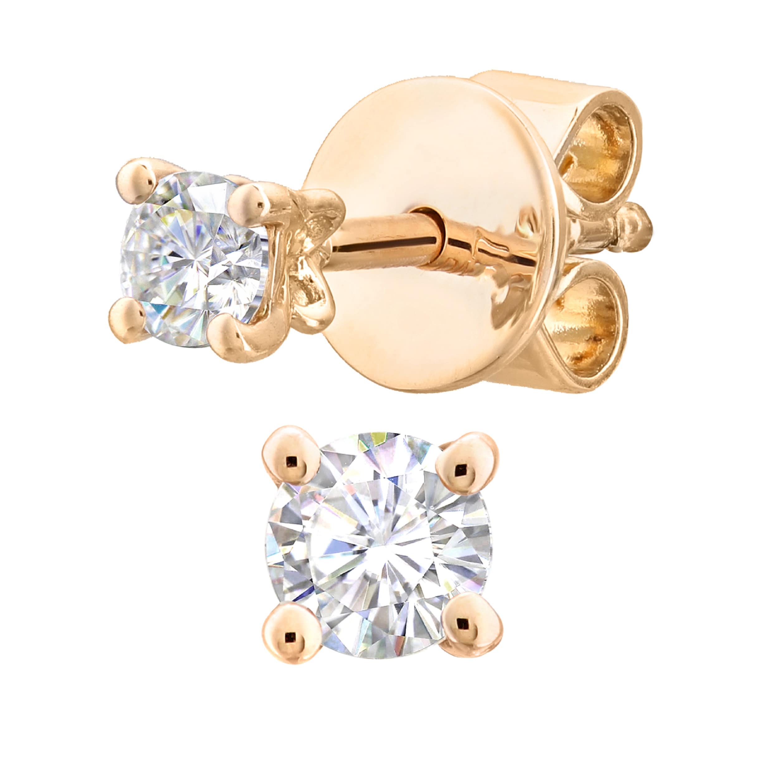 18ct Yellow Gold 0.15cttw Diamond 4 Claw Stud Earrings