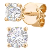Goldsmiths 18ct Yellow Gold 0.25cttw Diamond 4 Claw Stud Earrings