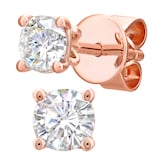 Goldsmiths 9ct Rose Gold 0.50cttw Diamond 4 Claw Stud Earrings