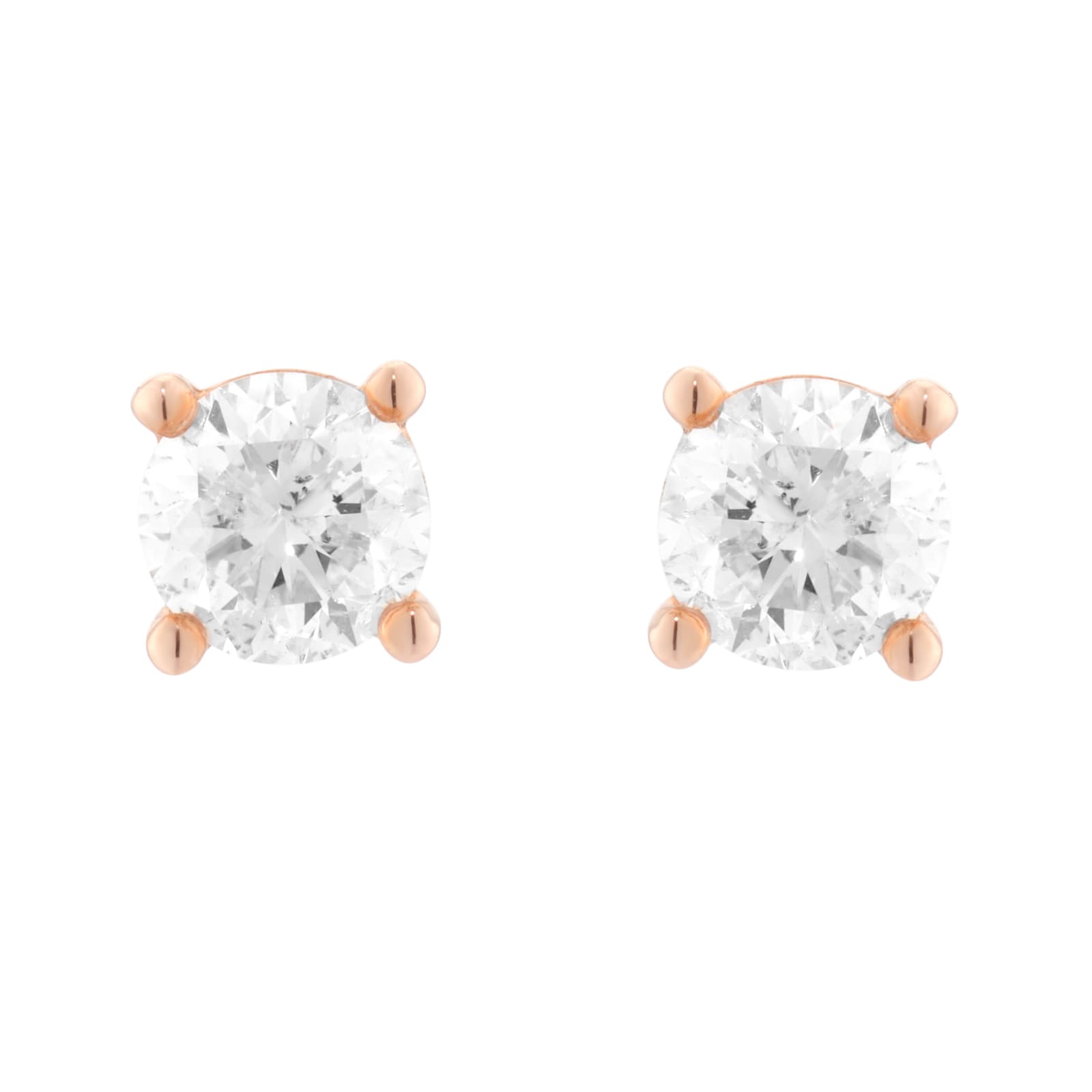 Goldsmiths 9ct Rose Gold 1.00cttw Diamond 4 Claw Stud Earrings Goldsmiths 9ct Rose Gold 1.00cttw Diamond 4 Claw Stud Earrings