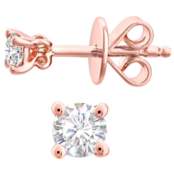 Goldsmiths 9ct Rose Gold 1.00cttw Diamond 4 Claw Stud Earrings