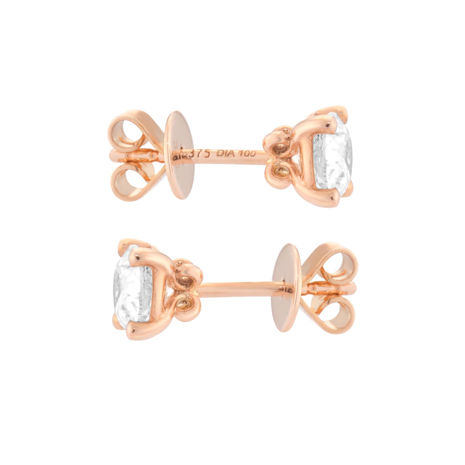 Goldsmiths 9ct Rose Gold 1.00cttw Diamond 4 Claw Stud Earrings Goldsmiths 9ct Rose Gold 1.00cttw Diamond 4 Claw Stud Earrings