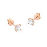 Goldsmiths 9ct Rose Gold 1.00cttw Diamond 4 Claw Stud Earrings