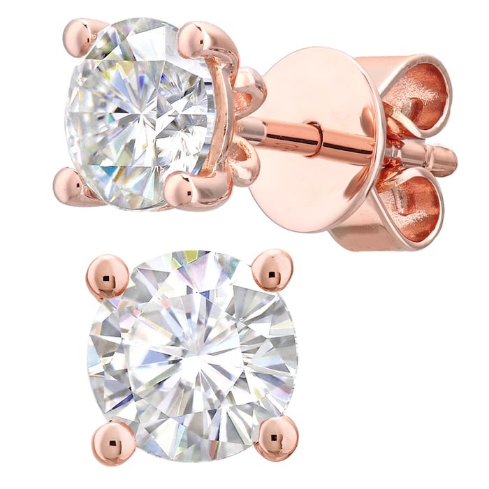 Goldsmiths 18ct Rose Gold 1.00cttw Diamond 4 Claw Stud Earrings