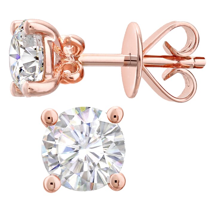 Goldsmiths 18ct Rose Gold 1.00cttw Diamond 4 Claw Stud Earrings