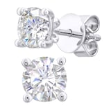 Goldsmiths 18ct White Gold 1.00cttw Diamond 4 Claw Stud Earrings