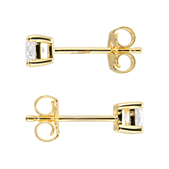 Goldsmiths 9ct Yellow Gold 0.40ct Goldsmiths Brightest Diamond 4 Claw Stud Earrings