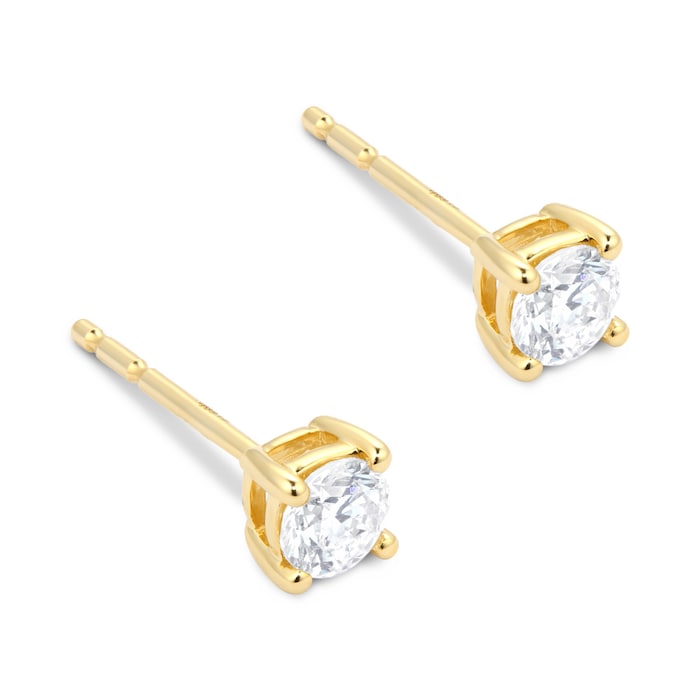 Goldsmiths 9ct Yellow Gold 0.40ct Goldsmiths Brightest Diamond 4 Claw Stud Earrings