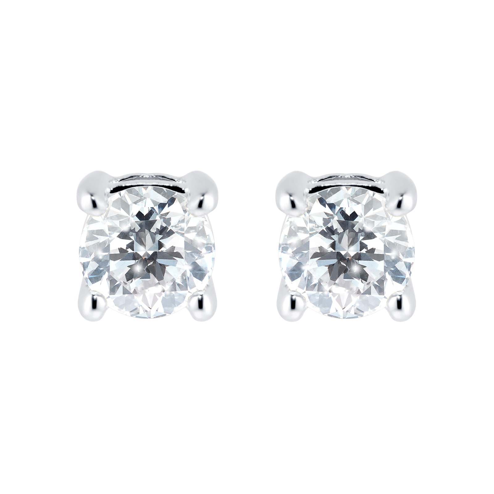 18ct White Gold 0.50ct Goldsmiths Brightest Diamond 4 Claw Stud Earrings
