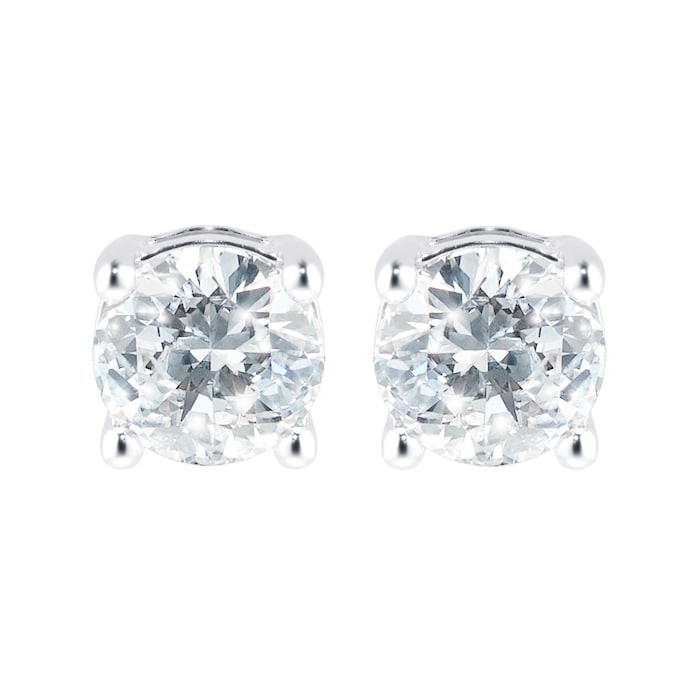 Goldsmiths 18ct White Gold 1ct Goldsmiths Brightest Diamond 4 Claw Stud Earrings