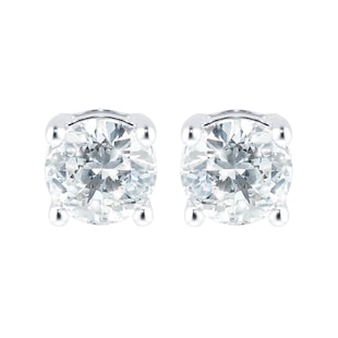 Goldsmiths 18ct White Gold 1ct Diamond 4 Claw Stud Earrings