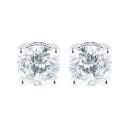 12153118 - 18ct White Gold 1ct Diamond 4 Claw Stud Earrings