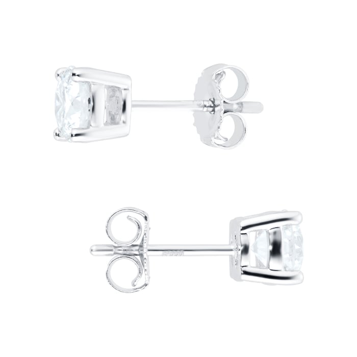 Goldsmiths 18ct White Gold 1ct Goldsmiths Brightest Diamond 4 Claw Stud Earrings