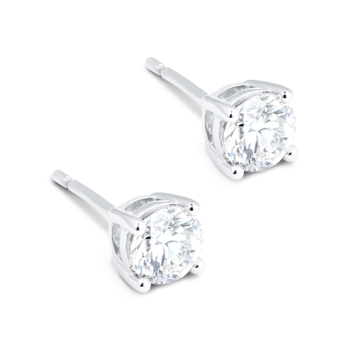 Goldsmiths 18ct White Gold 1ct Goldsmiths Brightest Diamond 4 Claw Stud Earrings