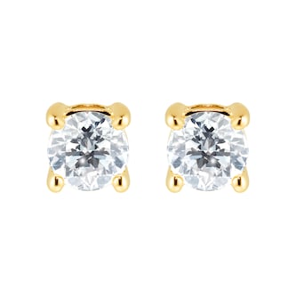 Goldsmiths 18ct Yellow Gold 0.50ct Diamond 4 Claw Stud Earrings Goldsmiths 18ct Yellow Gold 0.50ct Diamond 4 Claw Stud Earrings