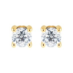 12153130 - 18ct Yellow Gold 0.50ct Diamond 4 Claw Stud Earrings