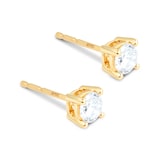Goldsmiths 18ct Yellow Gold 0.50ct Goldsmiths Brightest Diamond 4 Claw Stud Earrings