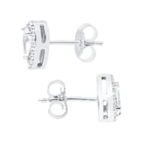 Goldsmiths 18ct White Gold 0.50ct Pear Halo Goldsmiths Brightest Diamond Stud Earrings