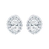 Goldsmiths 18ct White Gold 0.50ct Goldsmiths Brightest Diamond Oval Halo Stud Earrings