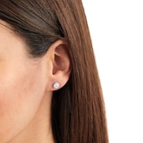 Goldsmiths 18ct White Gold 0.60ct Round Halo Goldsmiths Brightest Diamond Stud Earrings