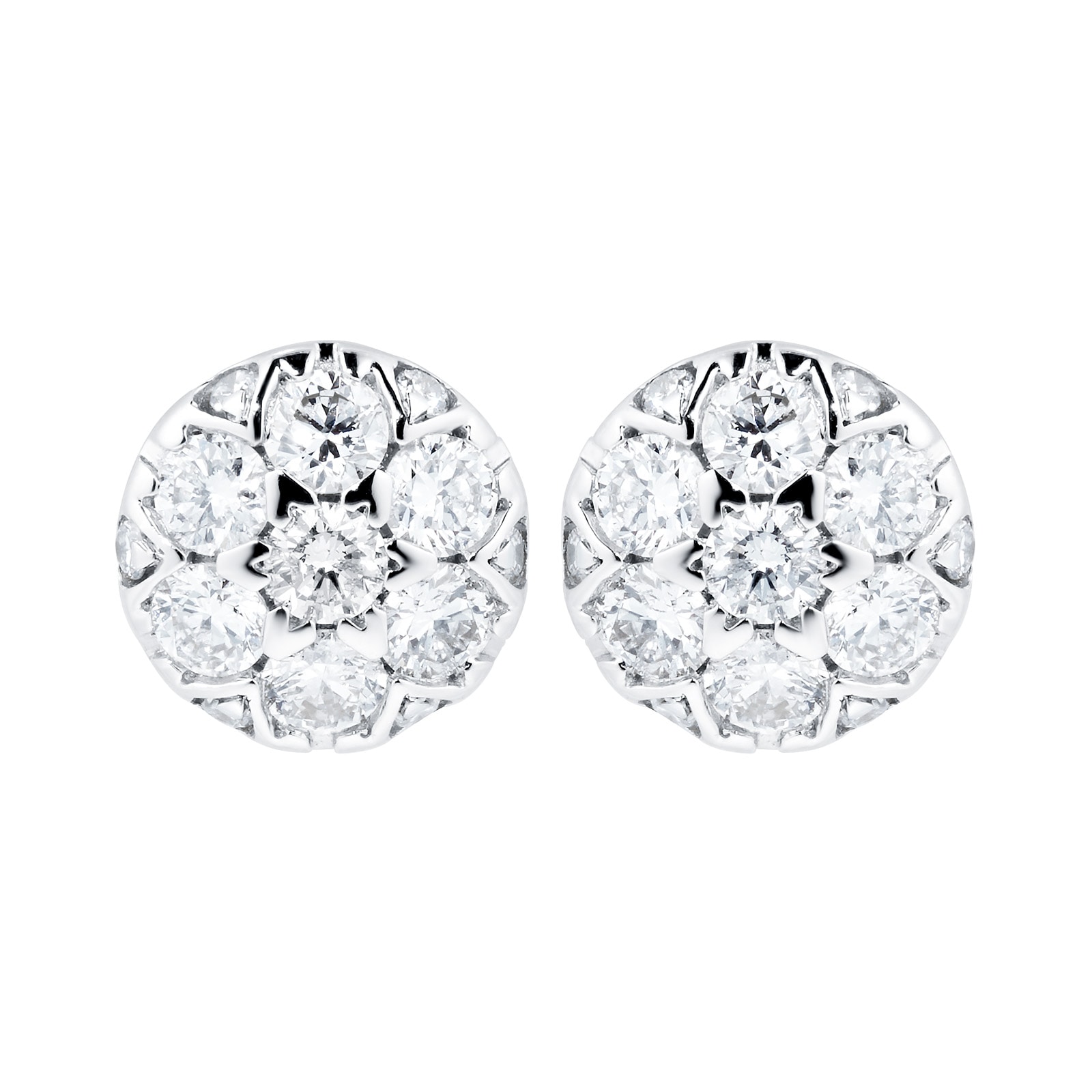 9ct White Gold 0.30ct Round Cluster Stud Earrings