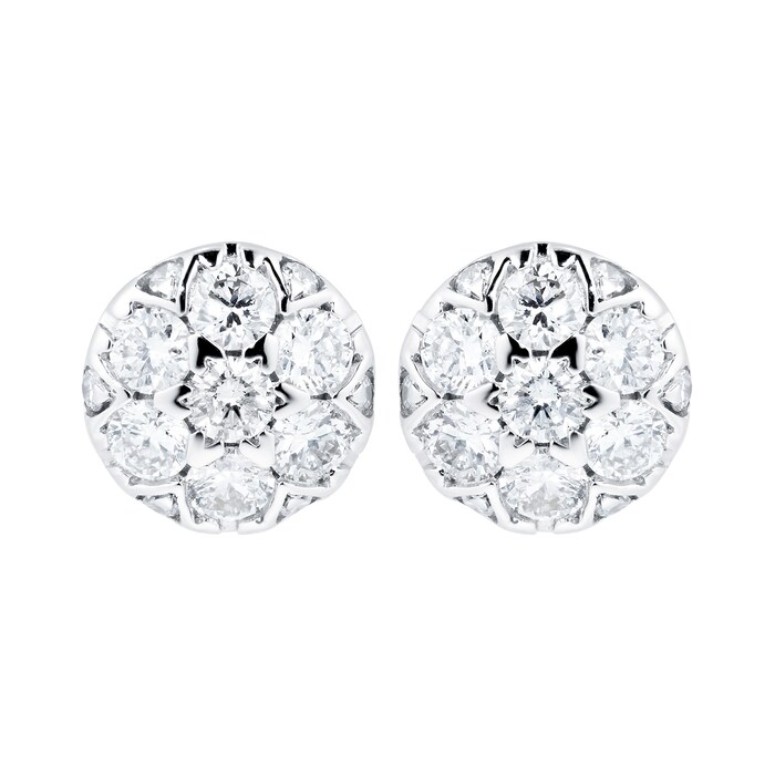Goldsmiths 9ct White Gold 0.30ct Round Cluster Stud Earrings