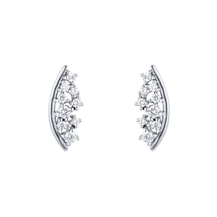 Goldsmiths 9ct White Gold 0.25ct Diamond Scatter Climber Earrings
