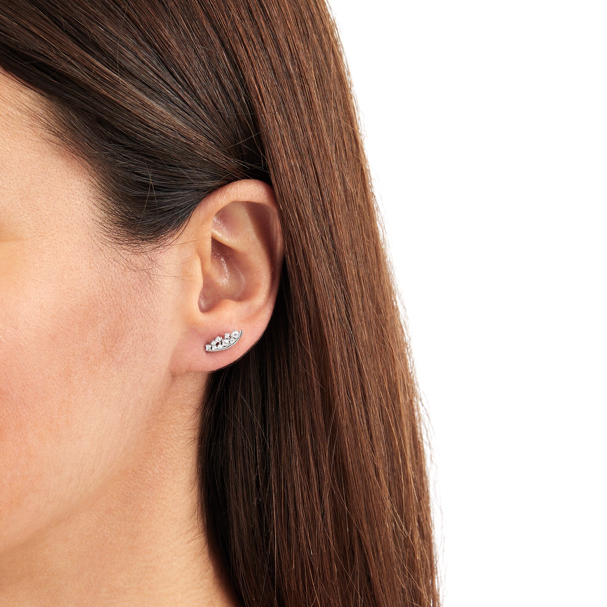 Goldsmiths 9ct White Gold 0.25ct Diamond Scatter Climber Earrings