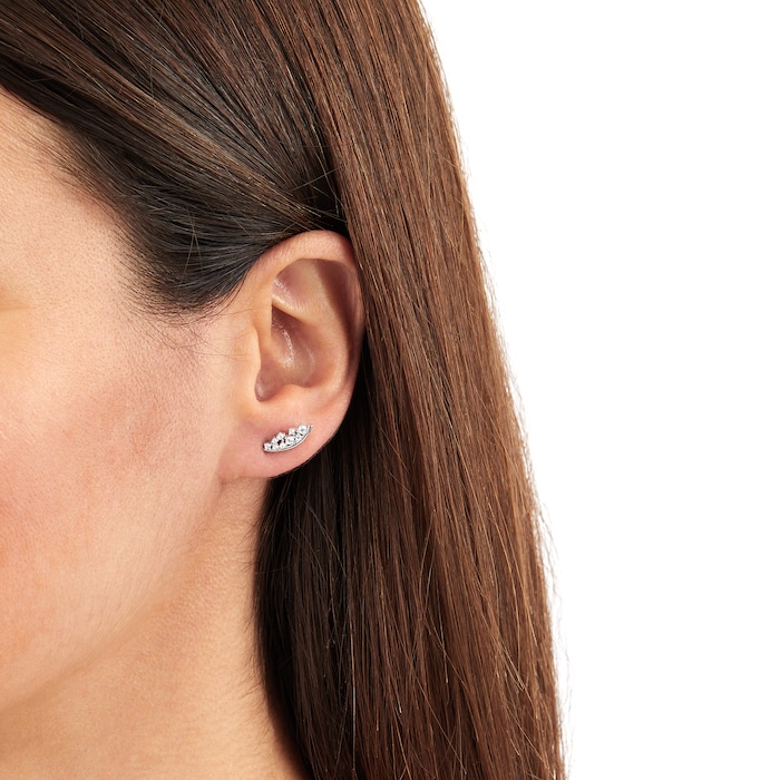 Goldsmiths 9ct White Gold 0.25ct Diamond Scatter Climber Earrings