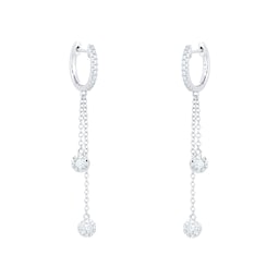 12153146 - Masquerade 18ct White Gold 0.58ct Diamond Hoop & Chain Earrings