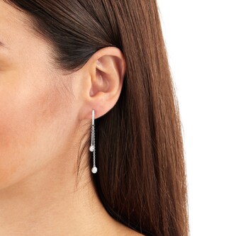 Mappin & Webb Masquerade 18ct White Gold 0.58ct Diamond Hoop & Chain Earrings Mappin & Webb Masquerade 18ct White Gold 0.58ct Diamond Hoop & Chain Earrings