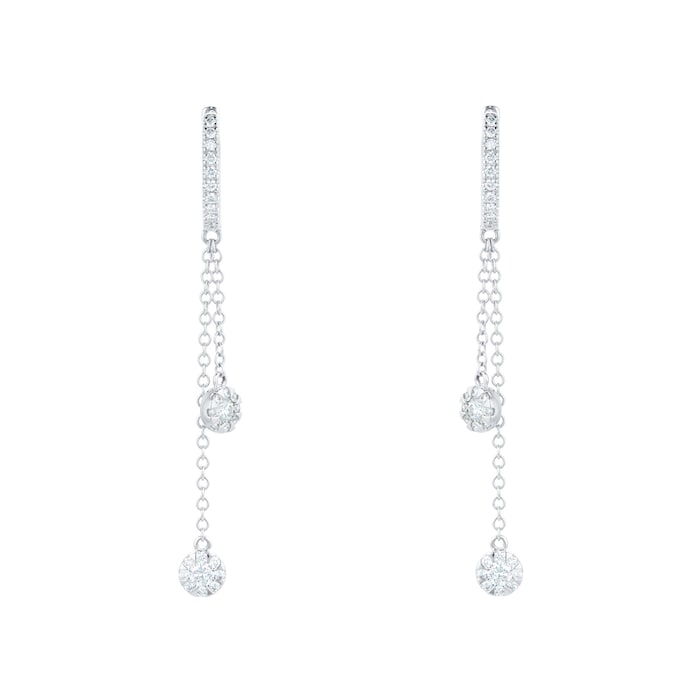 Mappin & Webb Masquerade 18ct White Gold 0.58ct Diamond Hoop & Chain Earrings