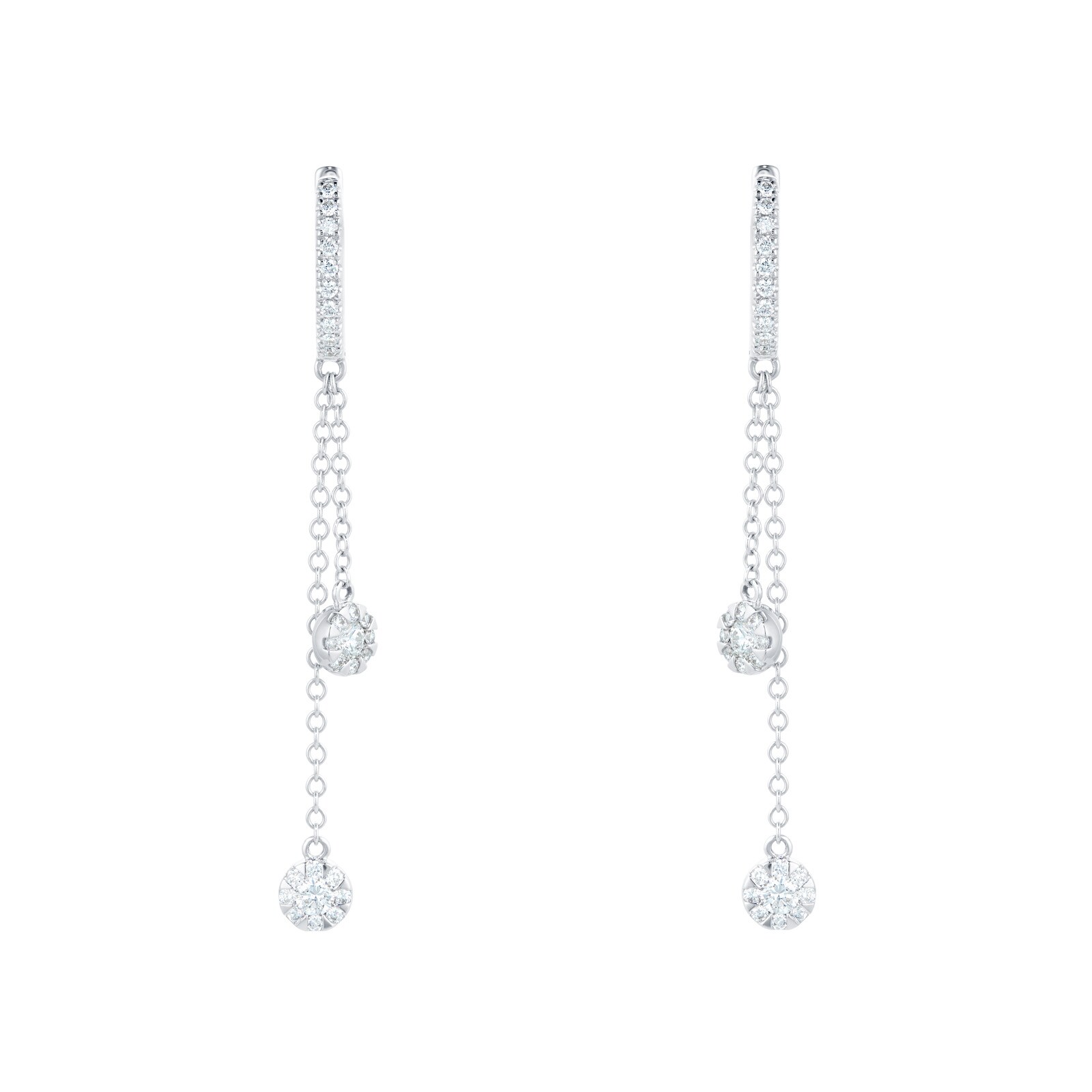 Mappin & Webb Masquerade 18ct White Gold 0.58ct Diamond Hoop & Chain Earrings