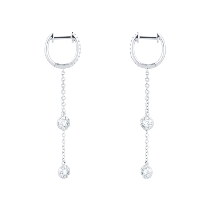 Mappin & Webb Masquerade 18ct White Gold 0.58ct Diamond Hoop & Chain Earrings