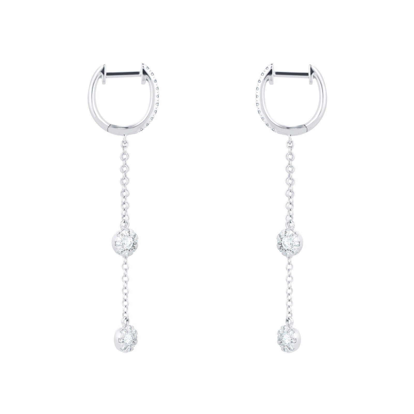 Mappin & Webb Masquerade 18ct White Gold 0.58ct Diamond Hoop & Chain Earrings