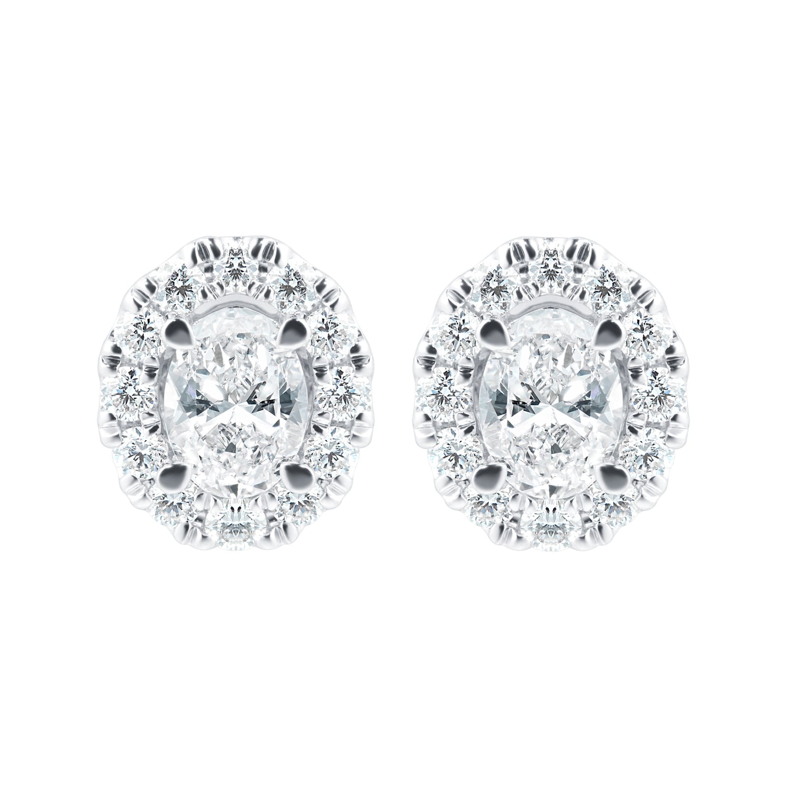 Mappin & Webb Amelia 18ct White Gold 0.70ct Diamond Oval Stud Earrings