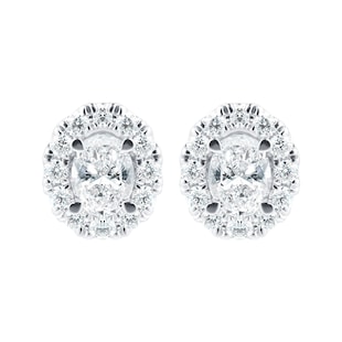 Mappin & Webb Amelia 18ct White Gold 0.70ct Diamond Oval Stud Earrings