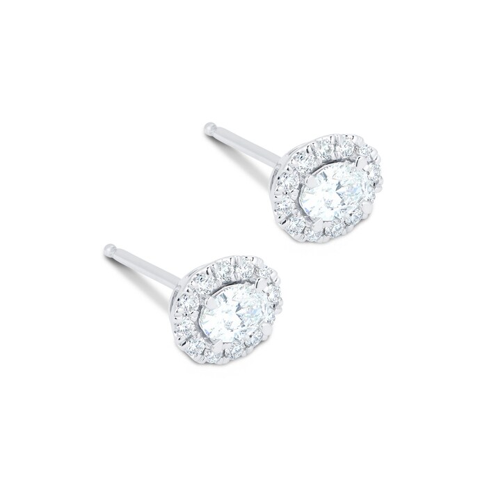 Mappin & Webb Amelia 18ct White Gold 0.70ct Diamond Oval Stud Earrings